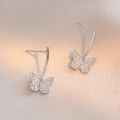 Elegant silver butterfly stud earrings with sparkling white cubic zirconia micro-pave setting - Silver Butterfly Earrings (E0464)