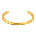 Brazalete abierto dorado de acero inoxidable con textura geométrica de espiga clásica - Patrón de espiga (3) / Dorado