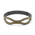 Bracelet jonc géométrique vague pour hommes en acier noir avec maille dorée entrelacée - Noir & Or