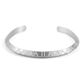 Bracciale rigido aperto in acciaio inossidabile argento con rilievo geometrico e finitura opaca - Trama triangolare (13)