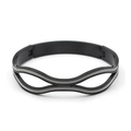 Bracelet jonc géométrique moderne en acier inoxydable noir mat avec maille argentée insérée - Acier Noir