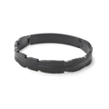 Matte black stainless steel feather bracelet with textured design and hinged closure - Snap-On / Black