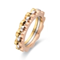 Anillo de onda tricolor en acero inoxidable pulido oro plata y oro rosa puro - US 7 / Combinación Tricolor