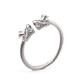 Vintage punk titanium steel wire rope bracelet with double dragon head design - Steel Silver Style 1