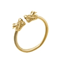 Punk vintage men's gold stainless steel double dragon head cable open cuff bracelet - Gold Style 1