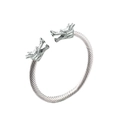 Macro shot of silver-tone dragon head bracelet featuring intricate twisted wire band details - Steel Silver Style 2