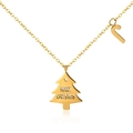 Weihnachtsbaum-Halskette aus Titanstahl mit Stern-Hohlmuster und Merry Christmas Gravur - Gold
