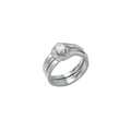 Set de dos anillos de acero de titanio con cristal redondo y pavé de diamantes - US 6 / Color acero