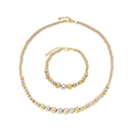 Set gioielli in acciaio al titanio con perle sfumate in oro, argento e oro rosa a tre toni - Set Collana e Bracciale