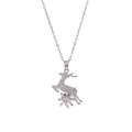 Silberne Rentier-Halskette mit funkelndem Zirkon-Schneeflocken-Anhänger für Damen - Rotierende Rentier-Halskette (X1602-Silberner Hirsch) / Silber