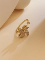 Elegant rotating windmill gold ring with zircon stones and adjustable open band design - Full Zirconia Windmill Style (JZ118)