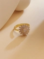 Rotating windmill gold ring with sparkling zircon stones and adjustable band for women - Multi-petal Round Style (JZ185)