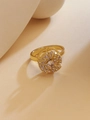 Anillo giratorio de molino en oro con circonitas blancas y diseño ajustable - Estilo de Molinillo Redondo (JZ271)