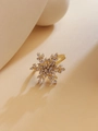 Anillo de copo de nieve dorado con pavé de circonitas púrpuras para mujer - Estilo de Copo de Nieve (JZ272)