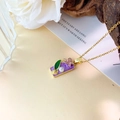 Collana con giglio vintage dorata con ciondolo viola e ciondolo con perla bianca - Collana / Oro Viola
