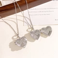 Silver locket necklace with vintage heart relief and photo frame compartment - Heart Figure Relief Silver Style (XL4888)