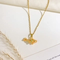Collana in acciaio al titanio dorato con ciondolo colorato a coda di balena stile conchiglia - Stile Balena Arancione (XL4569)