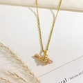 Elegante collana in acciaio al titanio dorato con ciondolo balena geometrico colorato - Stile Balena Viola (XL4569)