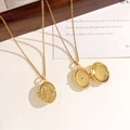 Vintage golden oval locket necklace with sparkling floral engraving and fine chain - Oval Hollow Floral Gold Style (XL4739)