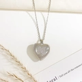Elegant silver heart necklace with sparkling butterfly zircon pattern on a fine chain - Butterfly Heart Style (Silver)