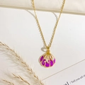 Collana conchiglia marina catena dorata smalto viola e perla bianca da donna - Stile Conchiglia Viola (XL4600)