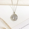 Silver vintage oval locket necklace with sparkling bird design and drop crystal - Eagle Style (Silver)