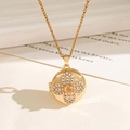 Golden clover locket necklace with floral zircon design on a delicate chain - Pink Good Luck Clover Locket