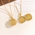 Golden moon and star locket necklace with sparkling stones and inner photo space - Moon Locket