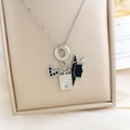Zilveren afstudeerketting met zwart hart, paspoorthanger en doctoraalhoedje - Hart Hoed Ketting Zilver (XL2094)