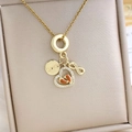 Gold plated necklace with infinity charm and heart pendant featuring baby footprints - Baby Feet Heart Combination Style (XL1863)