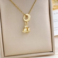 18K gold-plated necklace featuring a polished minimalist animal pendant on a delicate chain - Gold Elephant Pendant Style (XL1915)