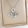 Silver 18K gold plated necklace with Soul Sister heart and zircon girl pendants - Soul Sister Heart Style (XL2262)