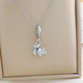 Silver panda pendant necklace in S925 sterling silver with elegant link chain - Silver