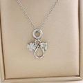 Titanium steel necklace with clover, horseshoe and heart charms in a premium gift box - Silver