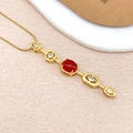 Élégant collier vintage doré avec pendentif agate rouge et zircons blancs étincelants - Or Rouge