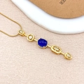 Collier chaîne serpent dorée vintage avec pendentif saphir bleu profond et pavé délicat - Or Bleu Royal