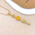 Collier géométrique doré avec pierre précieuse jaune et accents de zircon blanc - Jaune Doré
