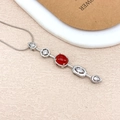 Collier de style turc avec pierre rouge et glands géométriques en argent - Couleur Argent Rouge