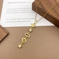 Golden sun star moon multi-pendant necklace with zircon inlay for elegant women - XL5123 Planet Compass Tassel Necklace / Gold