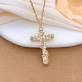 Elegant gold cross necklace for women featuring sparkling zircons on a delicate chain - Irregular Zirconia Cross Style (XL978) / Gold
