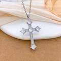 Silver cross necklace for women featuring sparkling cubic zirconia on delicate chain - Multi-Stone Pave Cross Style (XL2116) / Silver