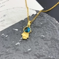 Astronaut pendant necklace in gold finish with dark blue starry sky helmet element - Astronaut Planet (XL1117) / Gold