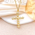 Elegante collar de cruz dorada con incrustaciones de circonita en forma de estrella - Estilo Cruz de Estrellas (XL491) / Dorado