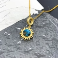Collar de sol dorado con colgante galaxia azul profundo y anillo de circonitas finas - Estilo Sol Planeta-Dorado (XL2322)