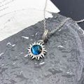 Collar de estrella plateada con centro de nebulosa azul y detalles de circonita - Estilo Sol Planeta-Plateado (XL2322)