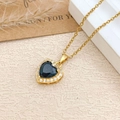 Goldene Herz-Halskette mit schwarzem Zirkonia und weißer Diamant-Umrandung - Halskette (XL727) / Gold / Schwarz