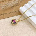 Elegant gold necklace featuring a rainbow crystal heart pendant with micro-pave zircons - Necklace / Gold / Iridescent