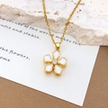 Collana in acciaio al titanio con fiore rotante bianco e catena d'oro per donna - Fiore Rotante a Cinque Petali (XL3612) / Oro