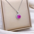 Drehbarer runder Anhänger mit rosa Steinen in silberner Ausführung für Damen - Rotating Rose Red Circle (XL610) - Silver
