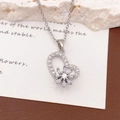 Elegante rotierende Herz-Halskette mit Schneeflocken-Anhänger und Zirkonia-Steinen in Silber - XL2684 Rotierender Herz Schneeflocke Anhänger Silber
